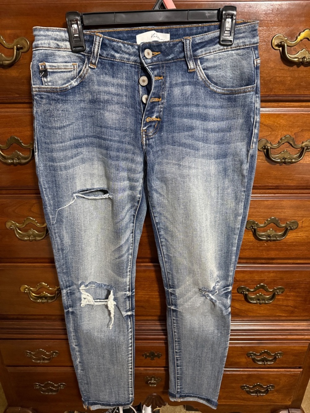 KanCan Distressed Light Blue Skinny Jeans - Button-Fly